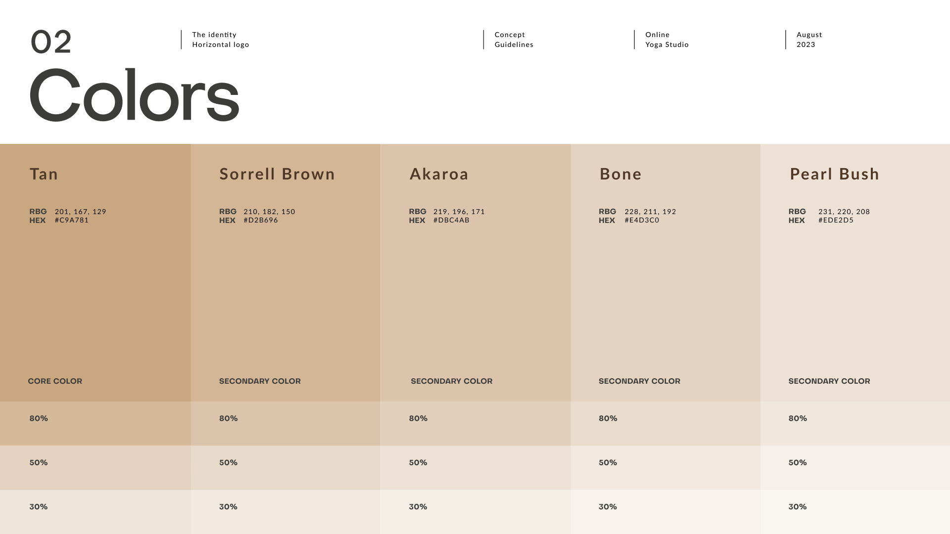 Colot palette for yoga concept